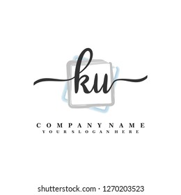 K U Initial handwriting logo vector