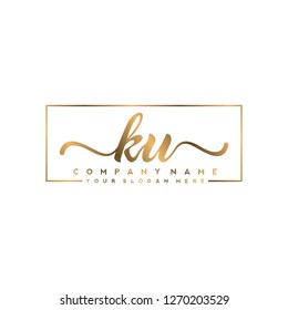 K U Initial handwriting logo vector