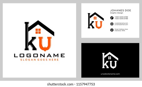 K U initial logo template vector