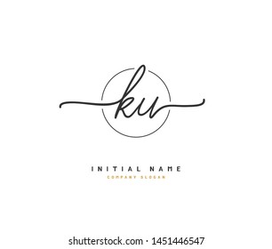 K U KU Beauty vector initial logo, handwriting logo of initial signature, wedding, fashion, jewerly, boutique, floral and botanical with creative template for any company or business.
