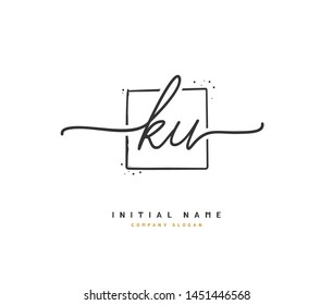 K U KU Beauty vector initial logo, handwriting logo of initial signature, wedding, fashion, jewerly, boutique, floral and botanical with creative template for any company or business.