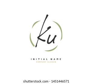 K U KU Beauty vector initial logo, handwriting logo of initial signature, wedding, fashion, jewerly, boutique, floral and botanical with creative template for any company or business.