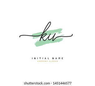 K U KU Beauty vector initial logo, handwriting logo of initial signature, wedding, fashion, jewerly, boutique, floral and botanical with creative template for any company or business.