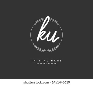 K U KU Beauty vector initial logo, handwriting logo of initial signature, wedding, fashion, jewerly, boutique, floral and botanical with creative template for any company or business.