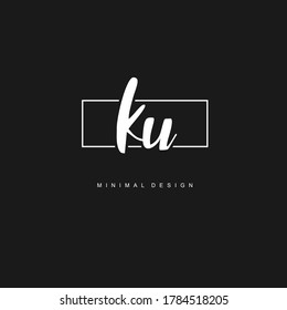 K U KU Initial Handschrift oder handgeschriebenes Logo für Identität. Logo mit Unterschrift und handgezeichnet.