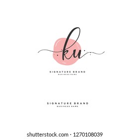 K U KU Initial letter handwriting and  signature logo.