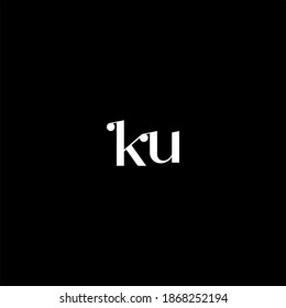 K U letter logo abstract design on black color background. ku monogram
