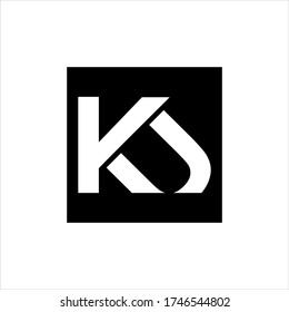 K and U letter monogram logo simple initial square frame best for modern personal brand business or industry design template idea