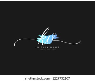 K V Initial handwriting logo vector