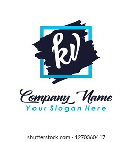 K V Initial handwriting logo vector