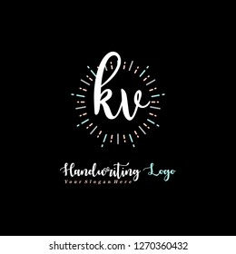 K V Initial handwriting logo vector