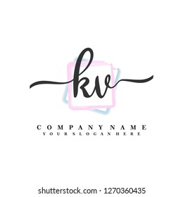 K V Initial handwriting logo vector