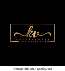 K V Initial handwriting logo vector
