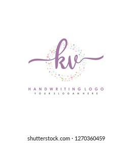 K V Initial handwriting logo vector