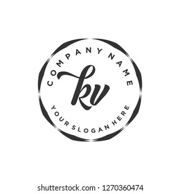 K V Initial handwriting logo vector