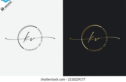K v Initial handwriting signature logo, initial signature, elegant logo design
vector template.
