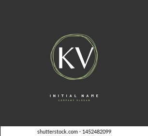K V KV Beauty vector initial logo, handwriting logo of initial signature, wedding, fashion, jewerly, boutique, floral and botanical with creative template for any company or business.