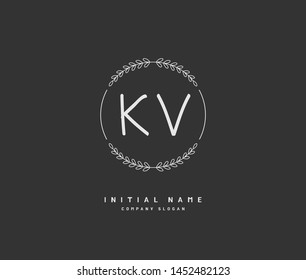 K V KV Beauty vector initial logo, handwriting logo of initial signature, wedding, fashion, jewerly, boutique, floral and botanical with creative template for any company or business.