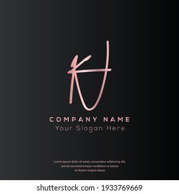  K V KV Initial letter handwriting and signature logo. Beauty vector initial logo .Fashion, boutique, floral and botanical	