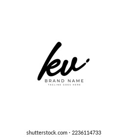 K V KV Anfangsbuchstaben, handschriftlich und Unterschrift, Vektorbild, moderner Stil in Verbindung mit dem Template-Logo