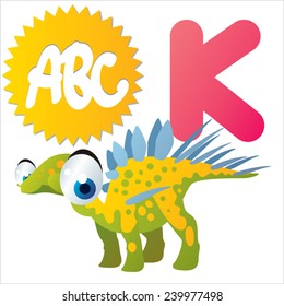 K is for vector cute cartoon isolated Kentrosaurus