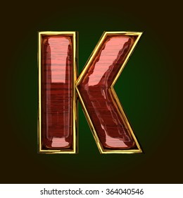 k vector golden letter with red wood