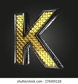 k vector golden and silver letter