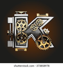 k vector letter with gears