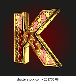 k vector red letter with gold