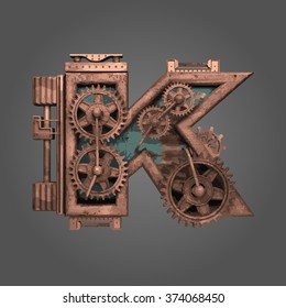 k vector rusted letter with gears