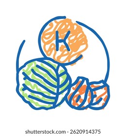 k vitamin in vegetable doodle icon sketch vector. k vitamin in vegetable sign. isolated symbol illustration
