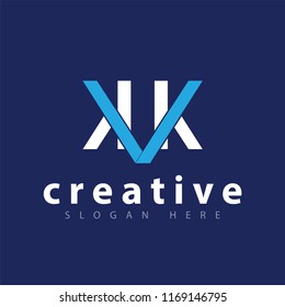 K VK initial letter logo icon vector template