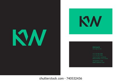 K W double letter logo design with business card template