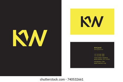K W double letter logo design with business card template