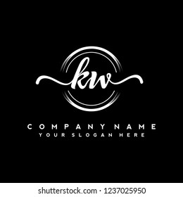 K W Initial handwriting logo vector