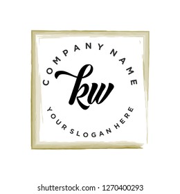 K W Initial handwriting logo vector
