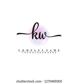 K W Initial handwriting logo vector
