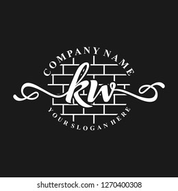 K W Initial handwriting logo vector