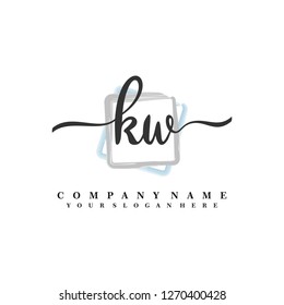 K W Initial handwriting logo vector
