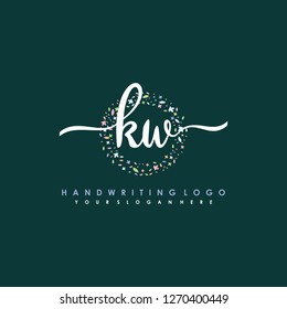 K W Initial handwriting logo vector