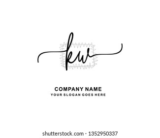 K W Initial Handwriting Logo Template