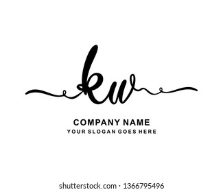 K W Initial Handwriting Logo Template