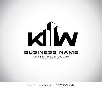 K W Initial logo concept with building template vector.