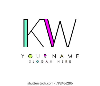 K & W initial minimalist logo template vector