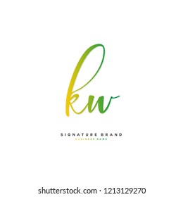 K W KW Initial letter handwriting and  signature logo concept design