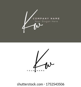  K W KW Initial letter handwriting and signature logo.	