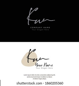 K W KW Escritura manuscrita inicial y logotipo de la firma. Logo inicial del vector de belleza .Moda, boutique, floral y botánica
