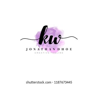 K W KW Initial watercolor logo