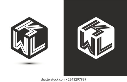 K W L letter logo design with illustrator cube logo, vector logo modern alphabet font overlap style. Premium Business logo icon. White color on black background