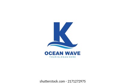 K WAVE logo design inspiration. Vector letter template design for brand.